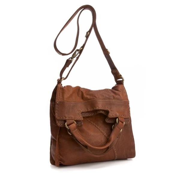 Lucky Brand Abbey Road Lamb Leather Foldover Bag with Stitch Detailing - Picture 1 of 13